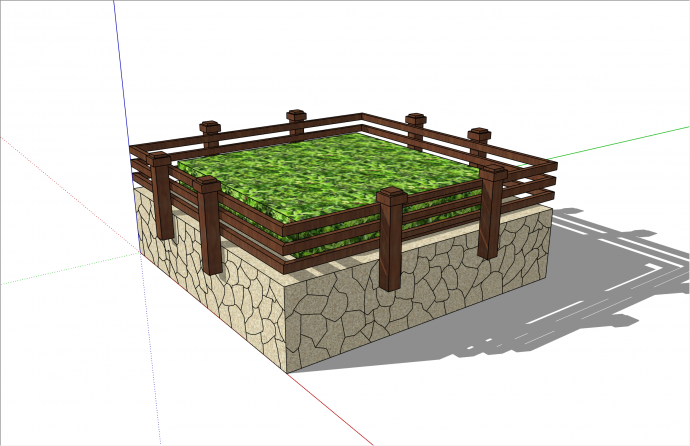 精美石块拼接现代方形树池su模型_图1