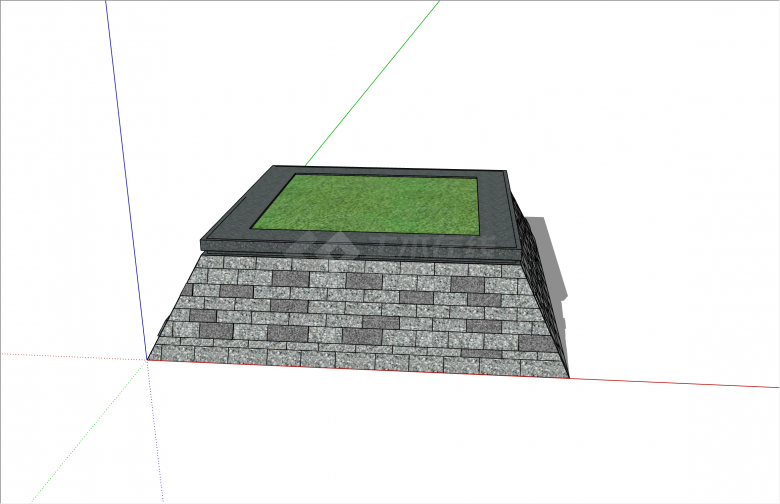 仿古石砖装饰中式方形树池su模型-图二