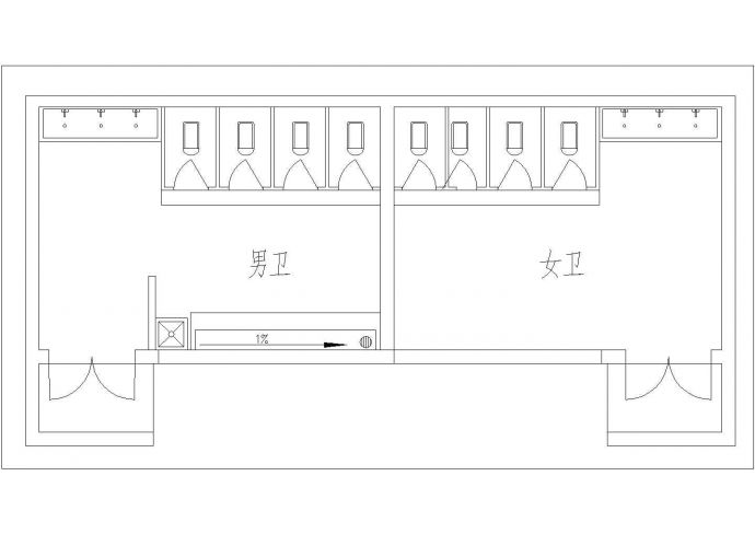 某公共卫生区公厕CAD结构设计图纸_图1