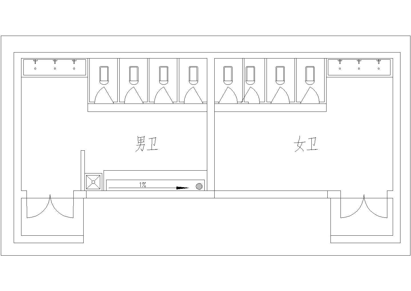 某公共卫生区公厕CAD结构设计图纸