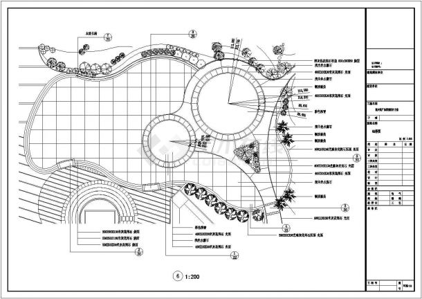 某综合性生活广场CAD景观设计施工方案-图二