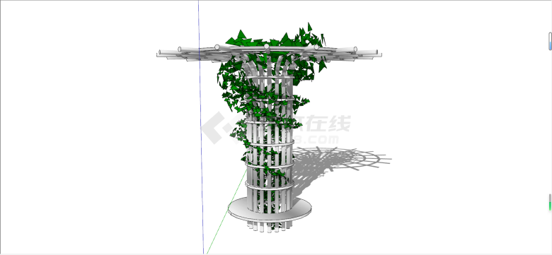 现代公园柱形镂空顶构筑物su模型-图一