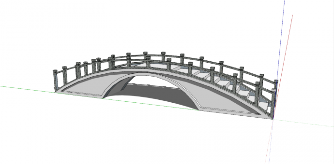 现代单孔大理石拱桥su模型_图1