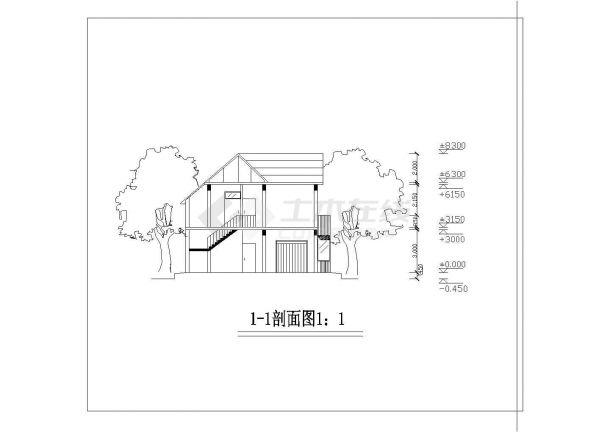 某大户家庭小别墅CAD建筑设计平立剖面图-图一