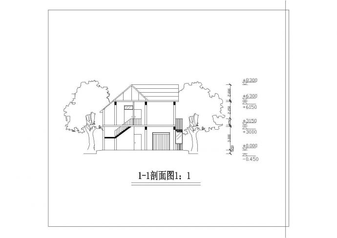 某大户家庭小别墅CAD建筑设计平立剖面图_图1