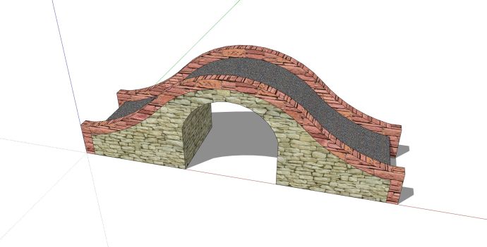 单孔低矮简单石拱桥su模型_图1