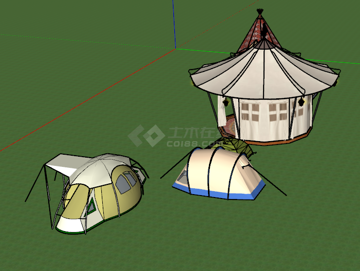 蒙古包多种类型帐篷su模型-图二