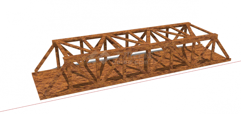 景区木制带护栏桥梁su模型-图二