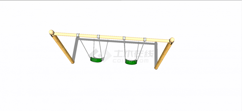 竹子样式简单双座秋千椅子su模型-图二