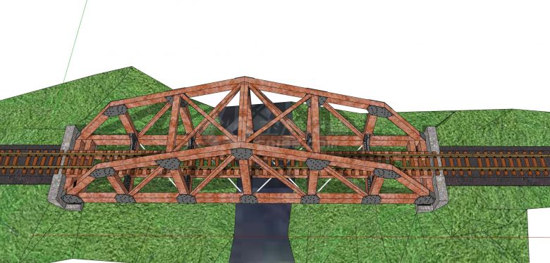 矩形支撑钢结构铁路桥su模型-图二