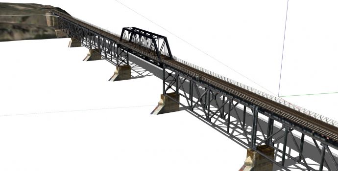 水泥墩钢架支撑铁路桥su模型_图1