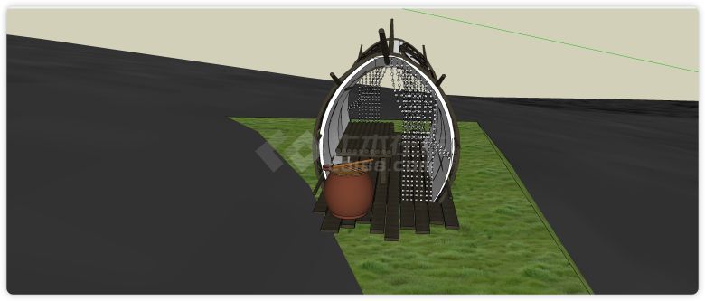 欧式钢铁雕花休闲空间su模型-图二