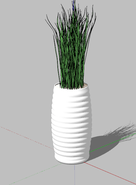 绿色植物白色新颖花瓶su模型_图1