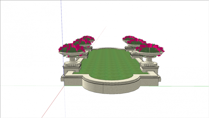 粉色花花坛树池su模型_图1