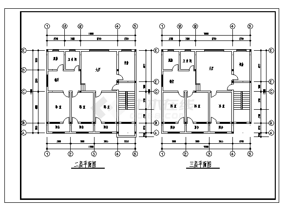 三套三层住宅建筑施工cad图，共四张-图二