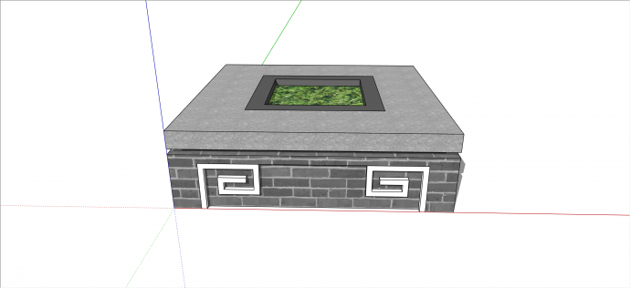 新中式古典灰色砖头方形树池su模型_图1