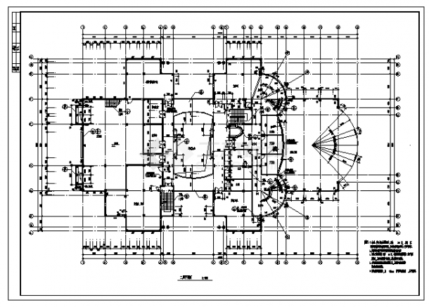 三层带地下室社区中心全套建筑施工cad图，共三十四张-图一