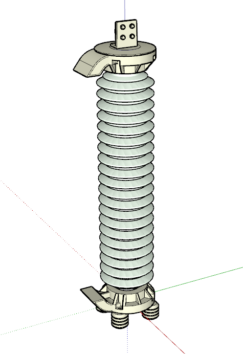 白色螺旋电力线铁塔su模型-图一