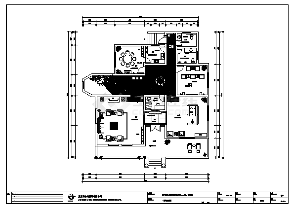 三楼双桂湖别墅装饰施工cad图(带效果图，共十五张)-图二
