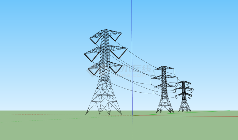 大型并列式电力线铁塔su模型 -图二