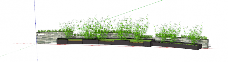 绿色灰砖头方形树池su模型-图二