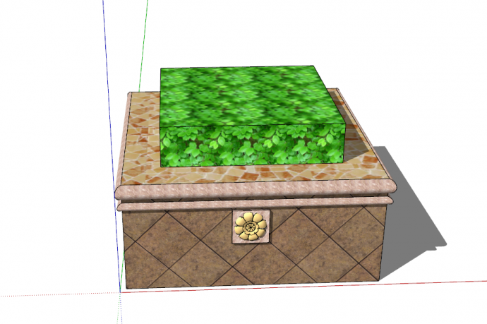 现代砖质方形树池su模型_图1