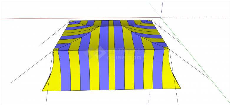 现代艺术黄紫撞色马戏团用大型帐篷su模型-图一