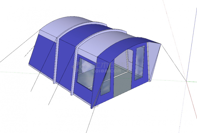紫色白色顶菱形舒适SU帐篷-图二