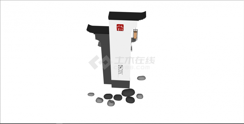 新中式古雅乡村标识墙 su模型-图二