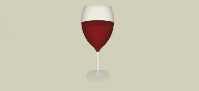 装有半杯红葡萄酒的高脚酒杯玻璃杯su模型_图1