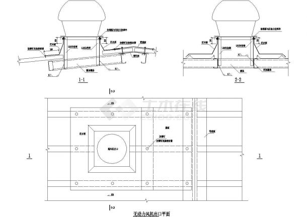 深圳某电子厂钢结构无动力风机出口平面设计CAD施工图-图二