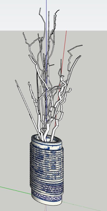 新中式枯树花瓶摆件su模型-图二