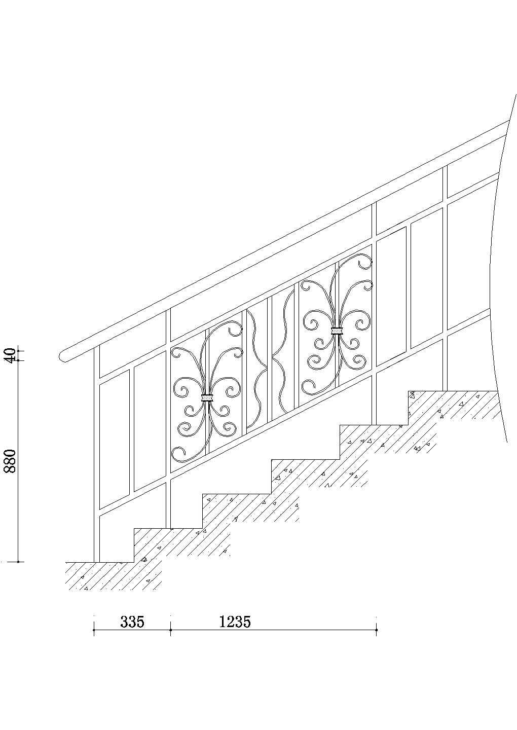 成都青羊区某居住区单元门楼梯栏杆建筑设计CAD施工图