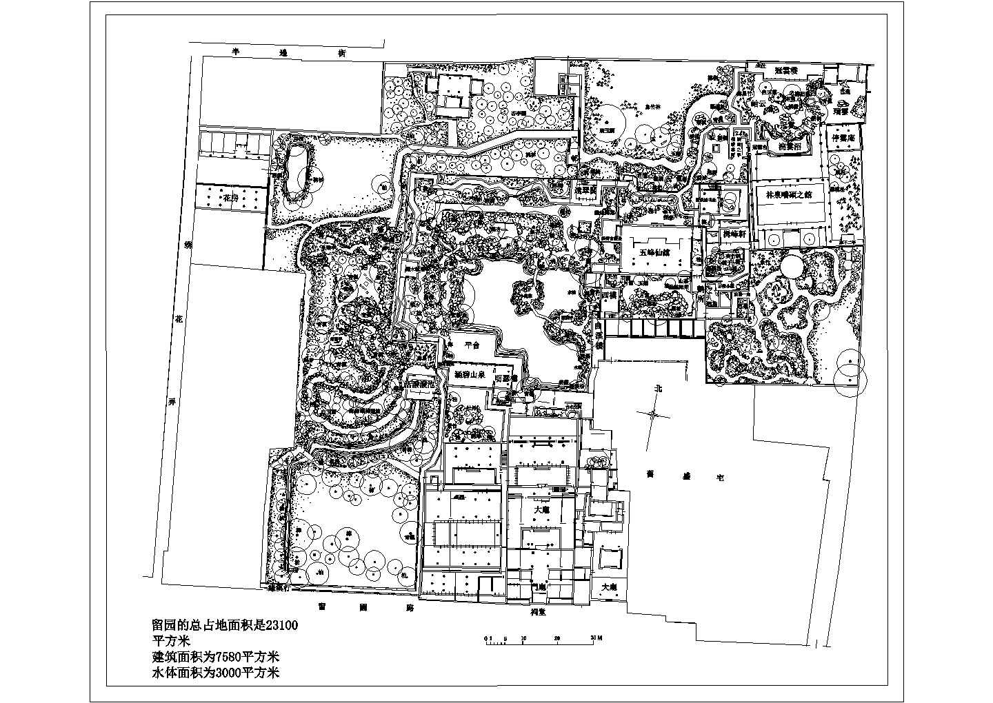 某苏州园林之留园cad完整设计规划图纸