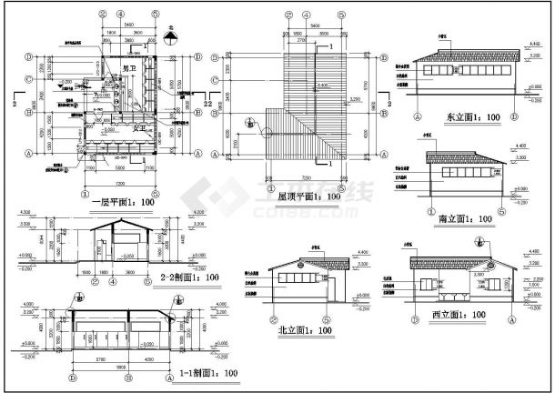 某小公共厕所CAD建筑设计规划施工图-图二