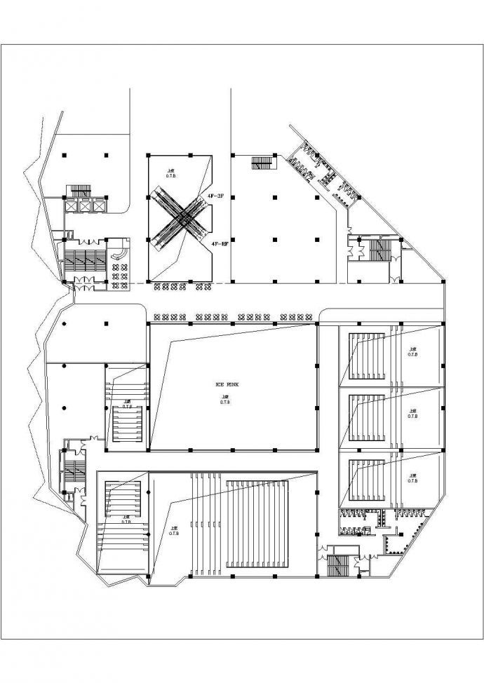 某影院溜冰场综合体CAD建筑设计总平立面图纸_图1