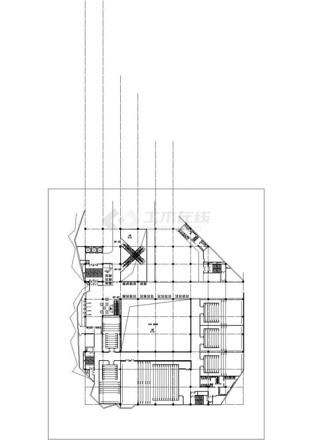 某影院溜冰场综合体CAD建筑设计总平立面图纸-图二