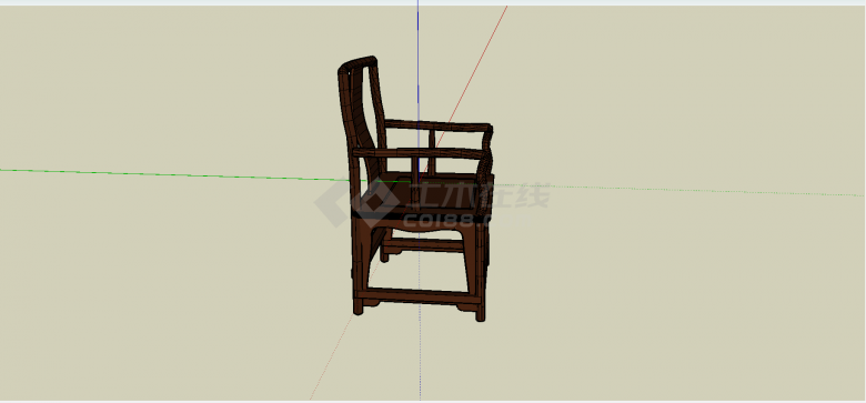中式日字扶手倒日字靠背样式木椅su模型-图一