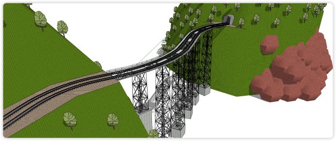山崖山间隧道铁路桥su模型_图1