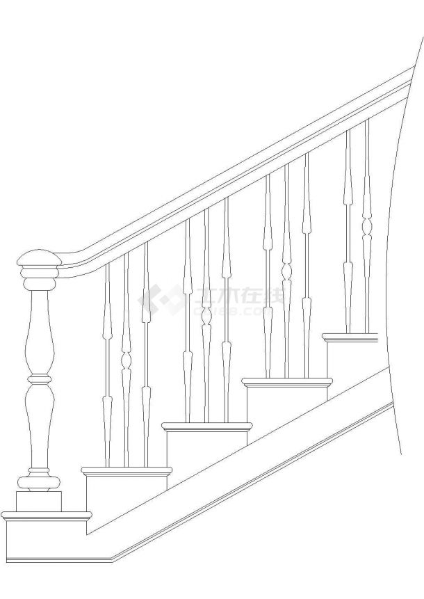 上海市某欧式风格私人别墅内部楼梯扶手设计CAD施工图-图一