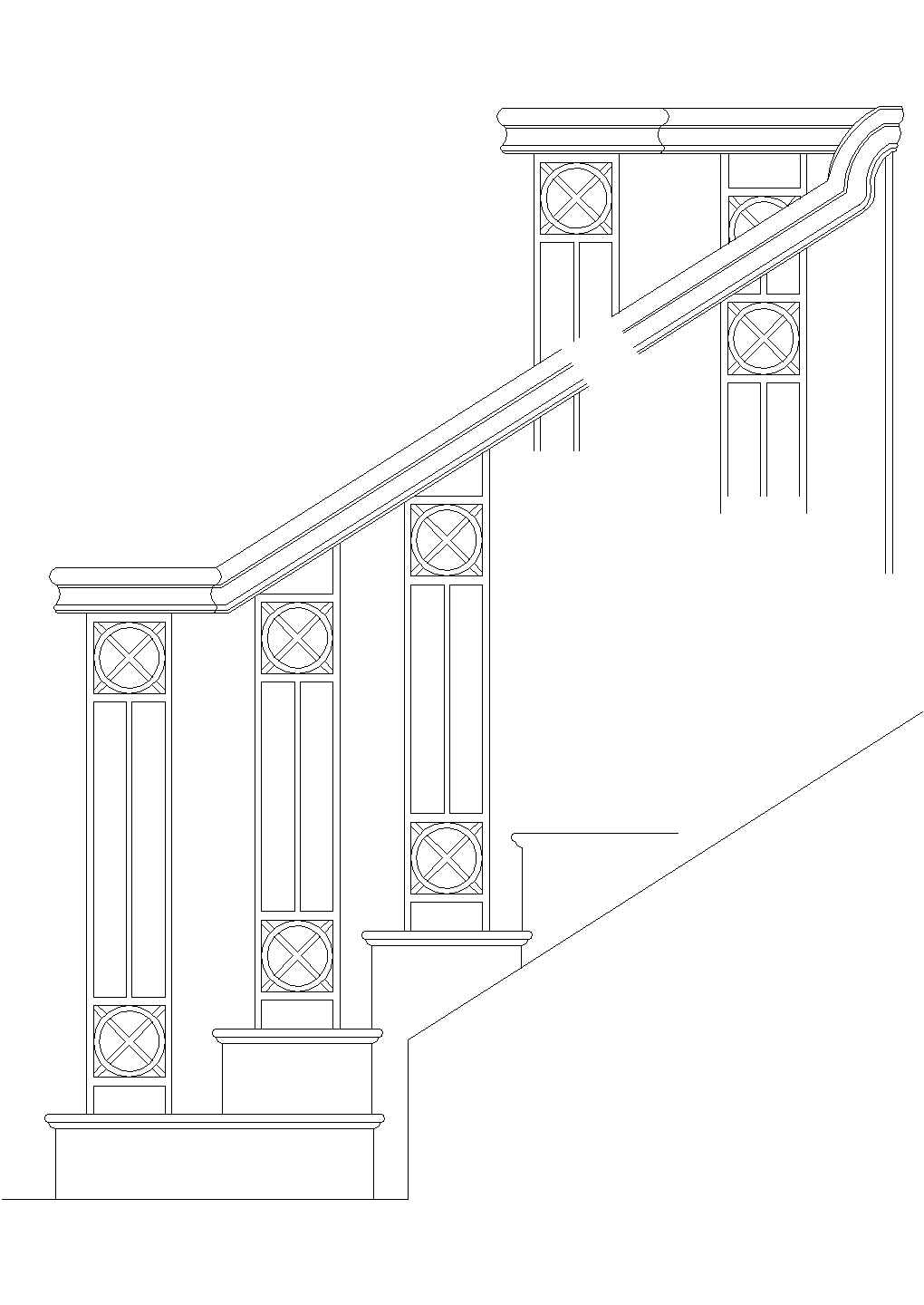 北京万科小区某私人别墅内部楼梯扶手设计CAD施工图