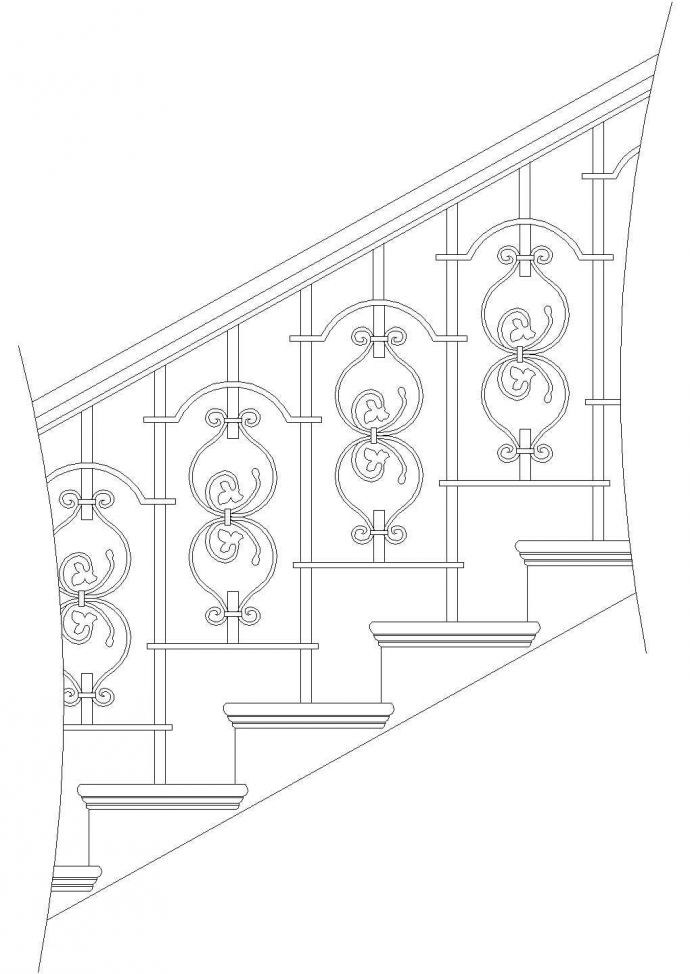 西安某别墅区高档私人中式别墅楼梯扶手设计CAD施工图_图1