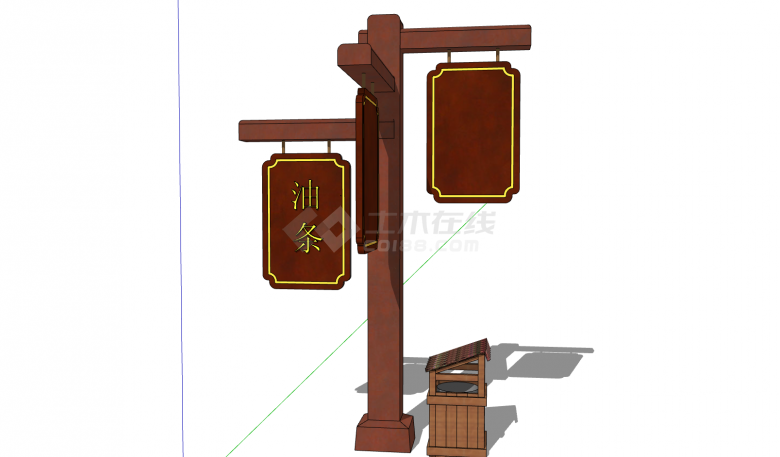 木制古典中式标识墙su模型-图二