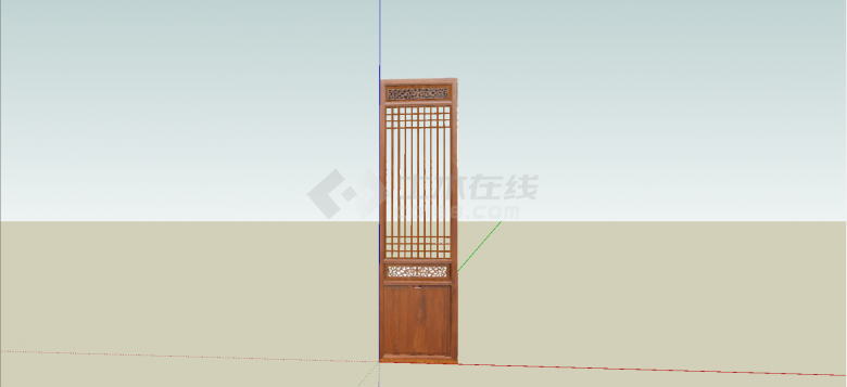 中式简单几何su模型木制门板su模型-图二