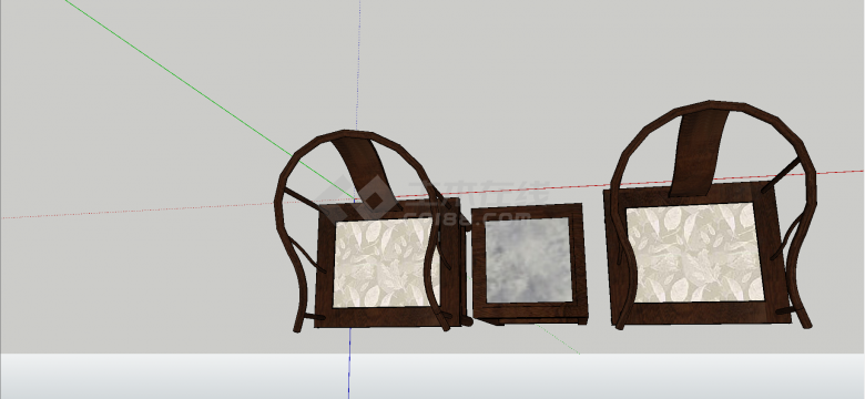 中式环形靠背瓷式坐垫木制茶话椅su模型-图一