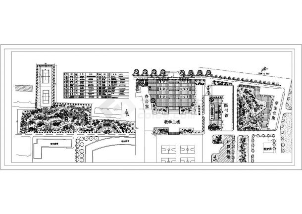 某高校校园广场CAD景观绿化设计平面图-图一
