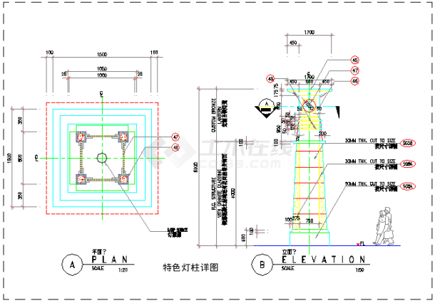 某活动间灯柱CAD设计图-图一