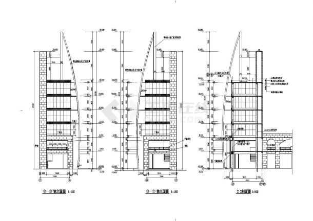 某775平方米钢筋混凝土框架结构商业街塔楼建筑施工CAD图纸-图二