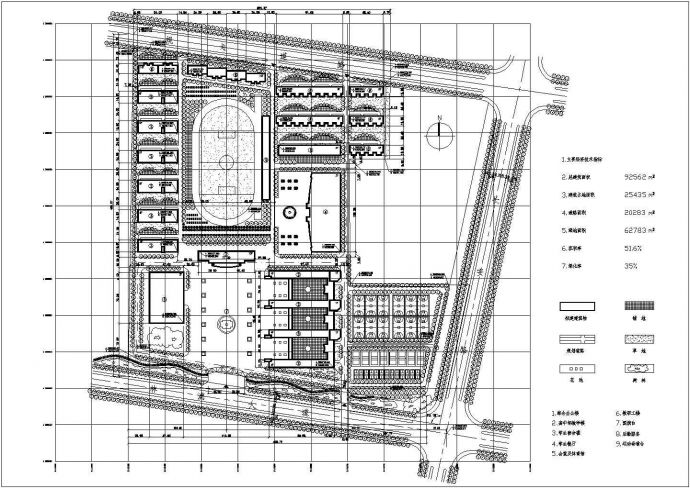 某中学CAD设计规划施工总平面图_图1