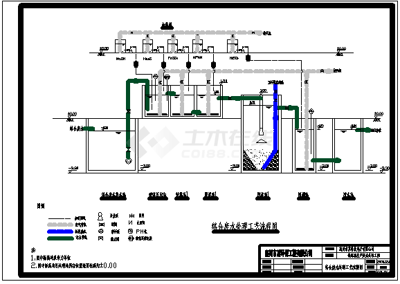 广东某线路板厂生产废水处理工艺设计cad施工图-图一